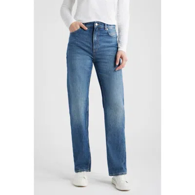 Hugo Boss Boss Orange Ada High Waist Straight Leg Jeans In Blue
