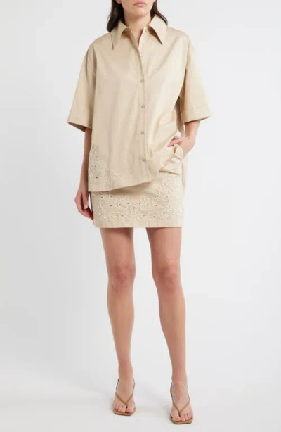 Hugo Boss Boss Orange Balembroi Button Front Top In Neutral