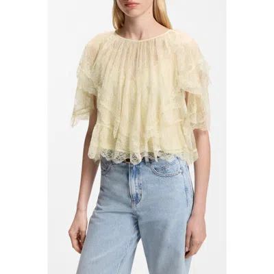Hugo Boss Boss Orange Bennedy Lace Tiered Top In Neutral