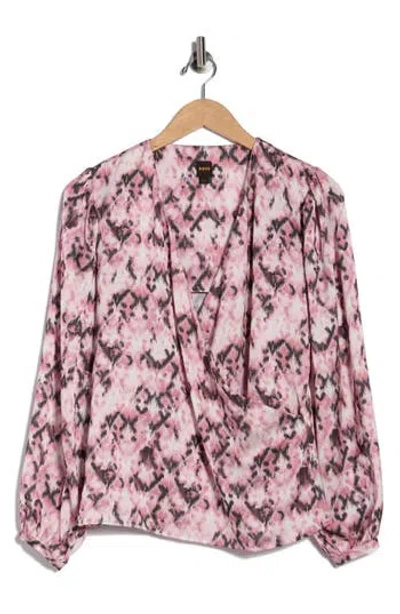 Hugo Boss Boss Orange Bivie Surplice Long Sleeve Top In Multi