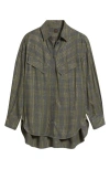 Hugo Boss Boss Orange Bostaffa Metallic Plaid Woven Shirt In Gray