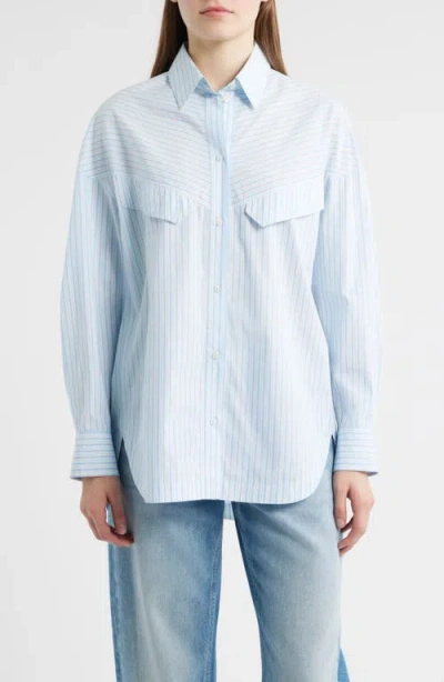 Hugo Boss Boss Orange Bostaffa Relaxed Fit Cotton Button-up Shirt In Blue