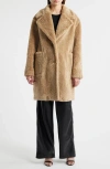 Hugo Boss Boss Orange Catedy Faux Shearling Coat In Brown