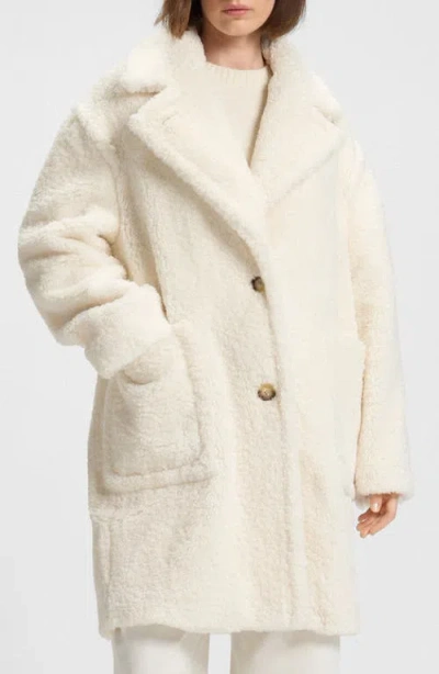 Hugo Boss Boss Orange Catedy Faux Shearling Coat In White
