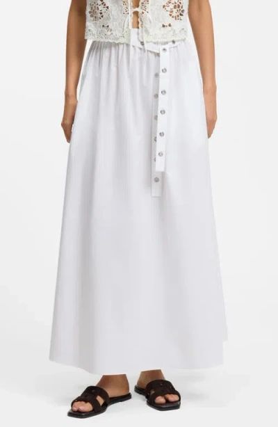 Hugo Boss Boss Orange Cotton Poplin Maxi Skirt In White