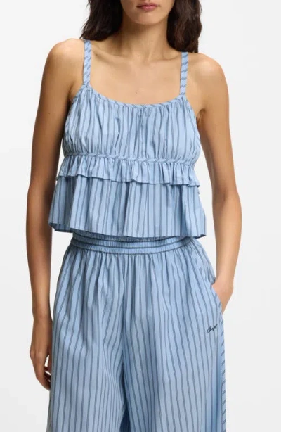 Hugo Boss Boss Orange Crop Ruffle Cami In Blue