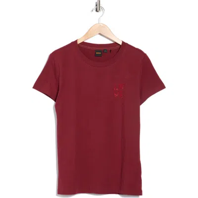 Hugo Boss Boss Orange Crystal Cotton T-shirt In Red