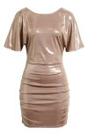 Hugo Boss Boss Orange Crystal Ruched Lamé Minidress In Brown