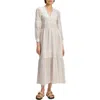 Hugo Boss Boss Orange Dabrody Long Sleeve Eyelet Midi Dress In White