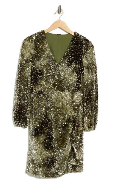 Hugo Boss Boss Orange Dailetta Sequin Long Sleeve Cocktail Dress In Dark Green