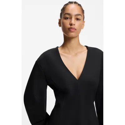 Hugo Boss Boss Orange Dalerina Shaped Long Sleeve Minidress In Black