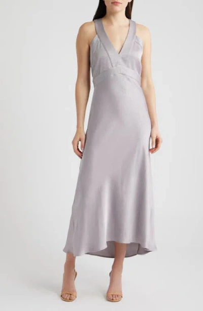 Hugo Boss Boss Orange Danden Crinkle Satin Maxi Dress In Purple