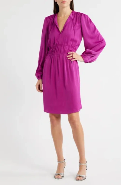 Hugo Boss Boss Orange Decly Tie Neck Long Sleeve Dress In Purple