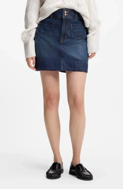 Hugo Boss Boss Orange Denim Miniskirt In Blue