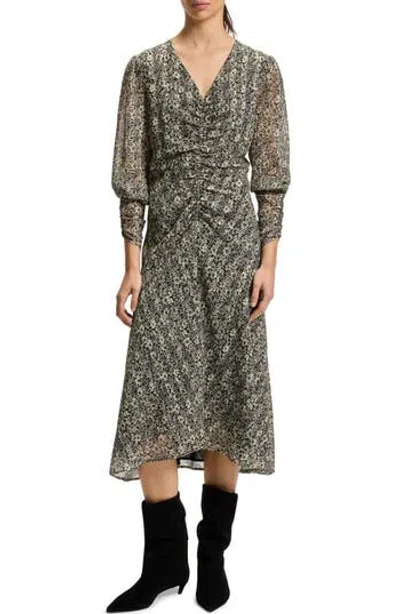 Hugo Boss Boss Orange Derodeo Ruched Midi Dress In Green