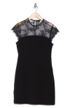 Hugo Boss Boss Orange Domina Lace Yoke Cap Sleeve Sheath Dress In Black