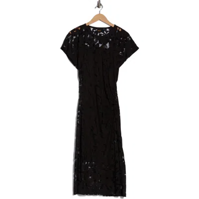 Hugo Boss Boss Orange Ebuna Floral Semi Sheer T-shirt Dress In Black