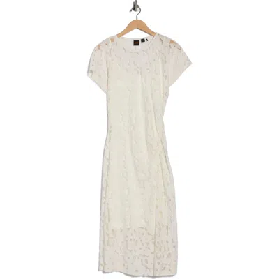 Hugo Boss Boss Orange Ebuna Floral Semi Sheer T-shirt Dress In White