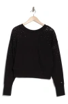 Hugo Boss Embellished Sweatshirt In Cotton Terry With Ribbed Trims In Black