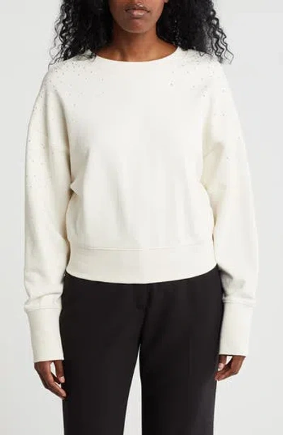 Hugo Boss Boss Orange Elay Rhinestone Sweatshirt In White