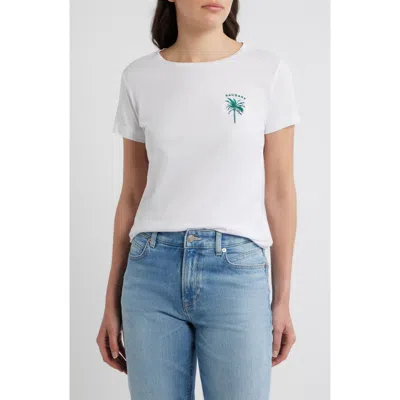 Hugo Boss Boss Orange Elove Embroidered Short Sleeve Cotton T-shirt In White