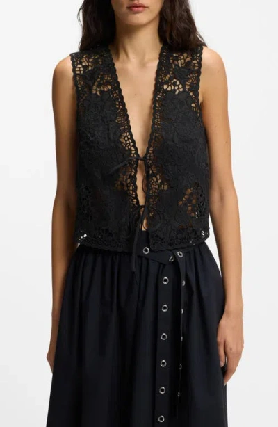 Hugo Boss Boss Orange Embroidered Vest In Black