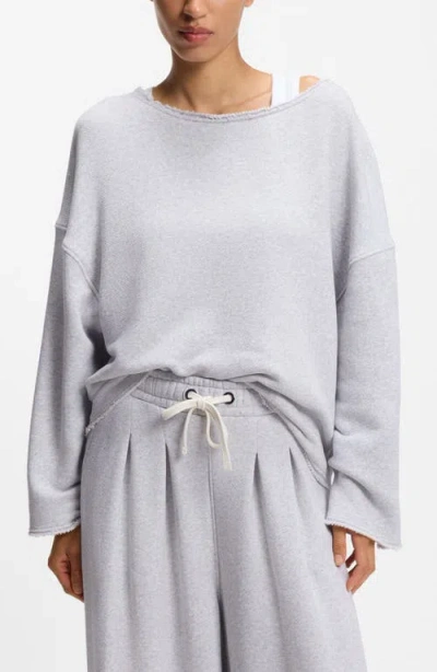 Hugo Boss Boss Orange Enely Raw Edge Cotton Blend Sweatshirt In Gray