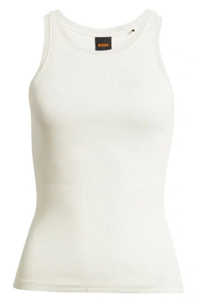 Hugo Boss Boss Orange Eplie Stretch Cotton Rib Tank In White