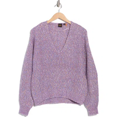 Hugo Boss Boss Orange Facacia V-neck Sweater In Purple