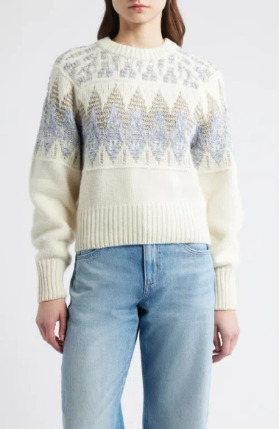 Hugo Boss Boss Orange Farombo Wool Blend Crewneck Sweater In White