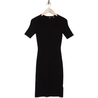 Hugo Boss Boss Orange Fesco Short Sleeve Dress In Black