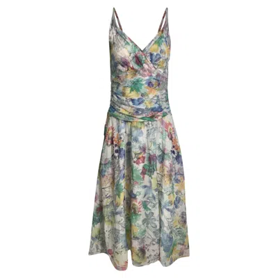Hugo Boss Boss Orange Floral Print Dress In Multicolor Cotton