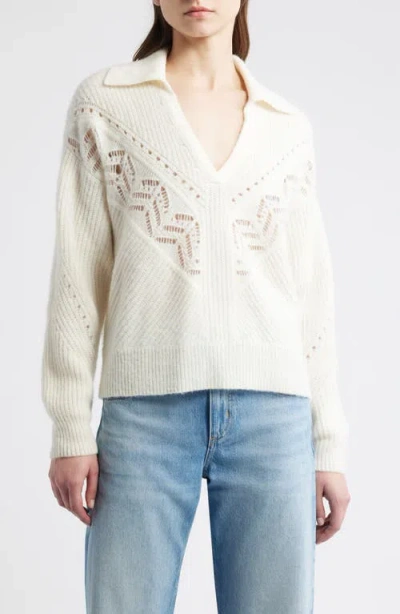 Hugo Boss Boss Orange Fortelli Pointelle Collar Sweater In White