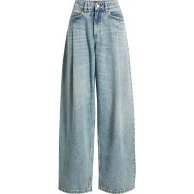Hugo Boss Boss Orange High Waist Slouchy Pleated Jeans In Blue