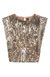 Hugo Boss Boss Orange Illana Sequin Crop Top In Gold