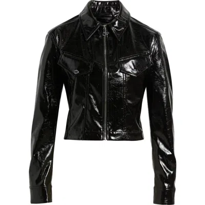 Hugo Boss Boss Orange Jasita Leather Jacket In Black