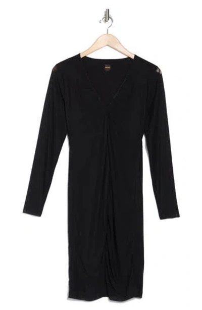 Hugo Boss Boss Orange Jersey Long Sleeve Sheath Dress In Black