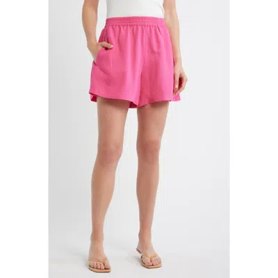Hugo Boss Boss Orange Linen Blend Shorts In Pink