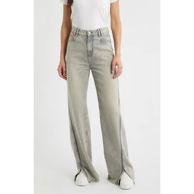 Hugo Boss Boss Orange Marlene High Waist Split Hem Flare Leg Jeans In Gray