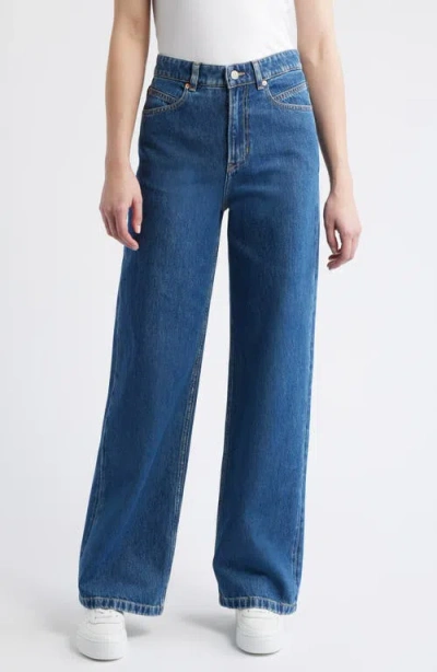 Hugo Boss Boss Orange Marlene High Waist Wide Leg Jeans In Blue