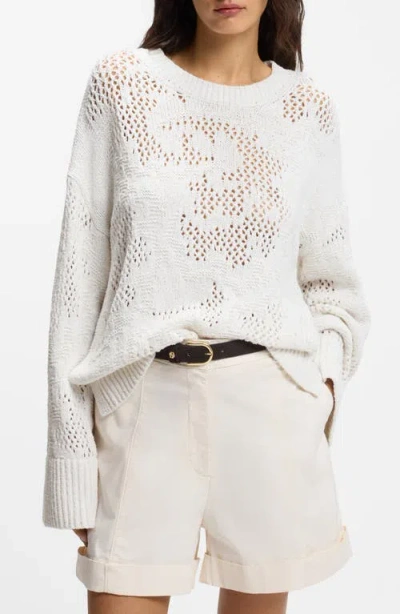 Hugo Boss Boss Orange Open Knit Sweater In White