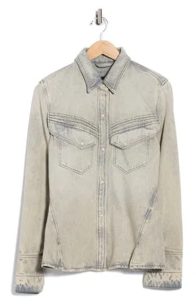 Hugo Boss Boss Orange Slim Fit Western Snap-up Denim Shirt In Gray