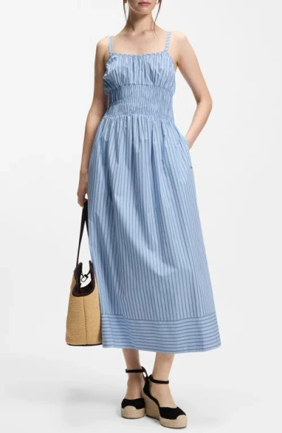 Hugo Boss Boss Orange Stripe Cotton Sundress In Blue