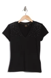 Hugo Boss Boss Orange Studded V-neck T-shirt In Black