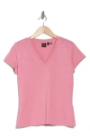 Hugo Boss Boss Orange Studded V-neck T-shirt In Light Purple