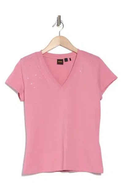 Hugo Boss Boss Orange Studded V-neck T-shirt In Light Purple