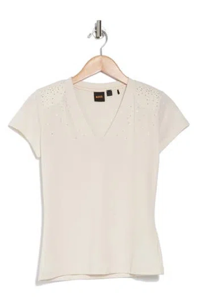 Hugo Boss Boss Orange Studded V-neck T-shirt In Neutral