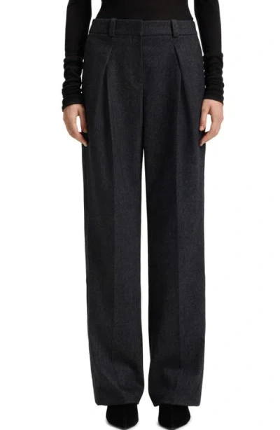 Hugo Boss Boss Orange Taflong Pleat Wide Leg Pants In Black