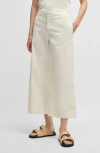 Hugo Boss Boss Orange Tahiana High Waist Wide Leg Pants In White