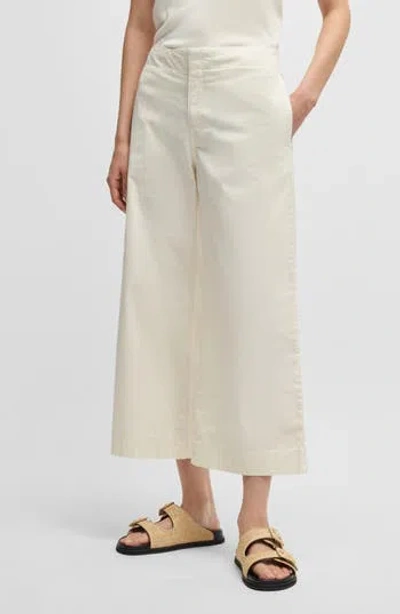 Hugo Boss Boss Orange Tahiana High Waist Wide Leg Pants In White